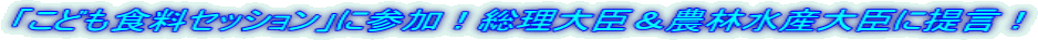 「こども食料セッション」に参加！総理大臣＆農林水産大臣に提言！ 