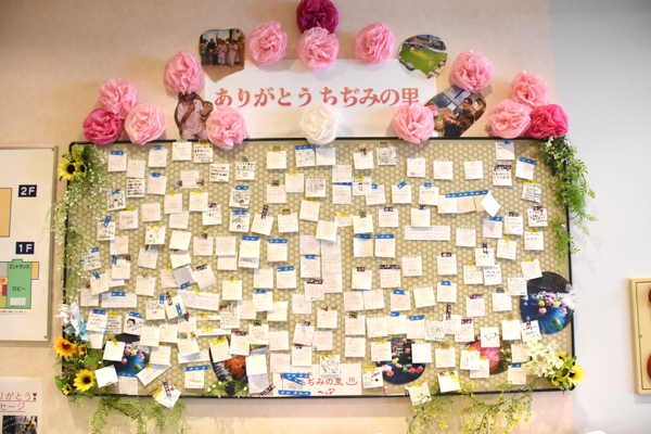 たくさんのメッセージカードが掲示されている画像