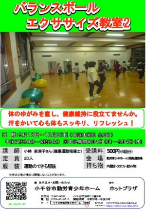 バランスボールエクササイズ教室2のチラシの画像