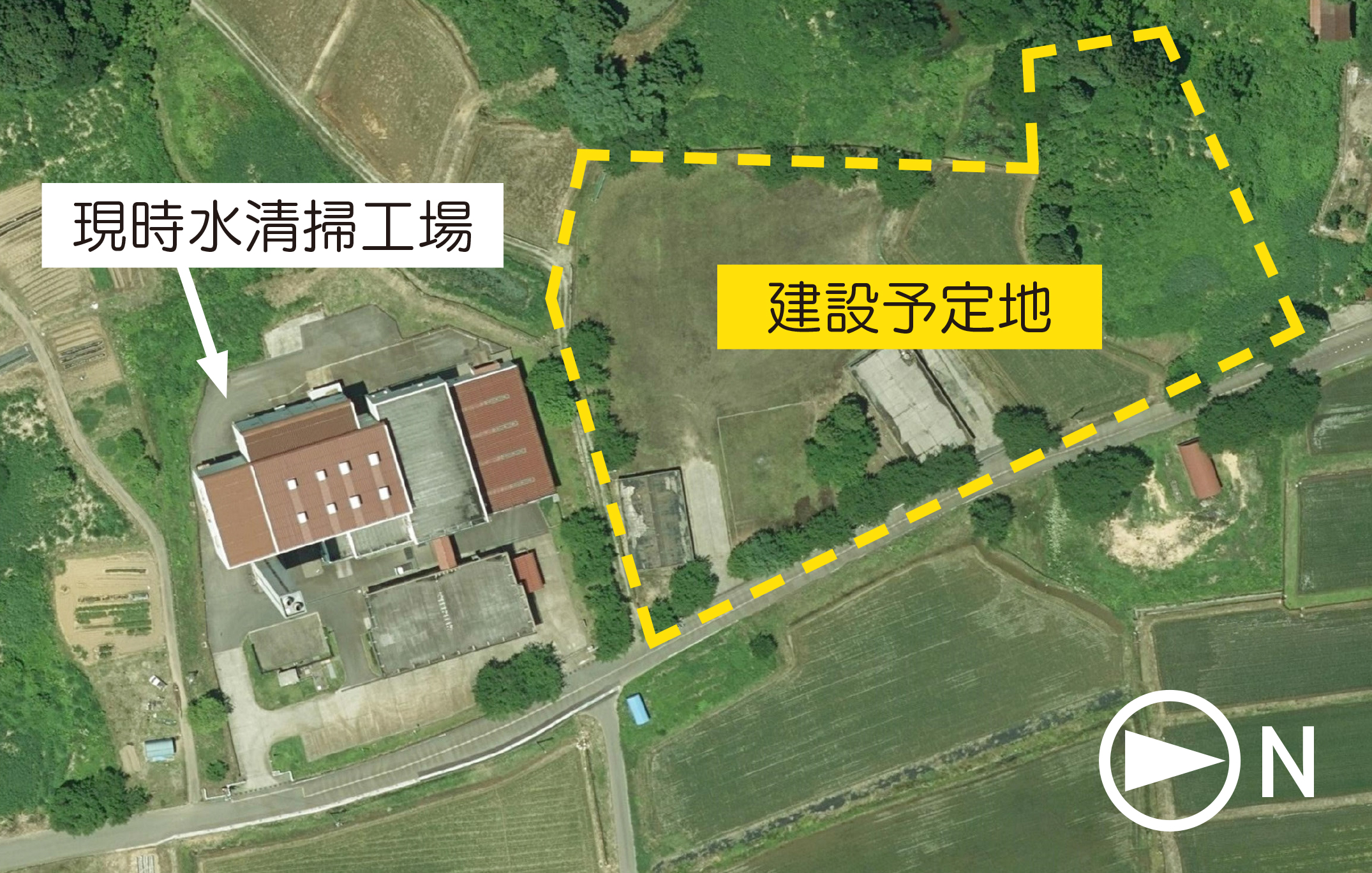 新焼却処理施設建設予定地の位置図