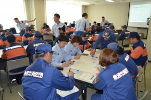 小千谷市での魚沼市消防団との合同訓練(机上訓練)