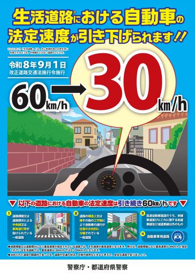 法定速度引き下げにかかる啓発チラシイメージ