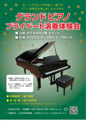グランドピアノプライベート演奏体験会チラシ