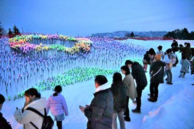イルミネーションを見る来場者の画像